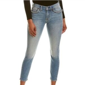 Unique Braided Pocket 7 For All Mankind High Rise Light Wash Jeans Pants